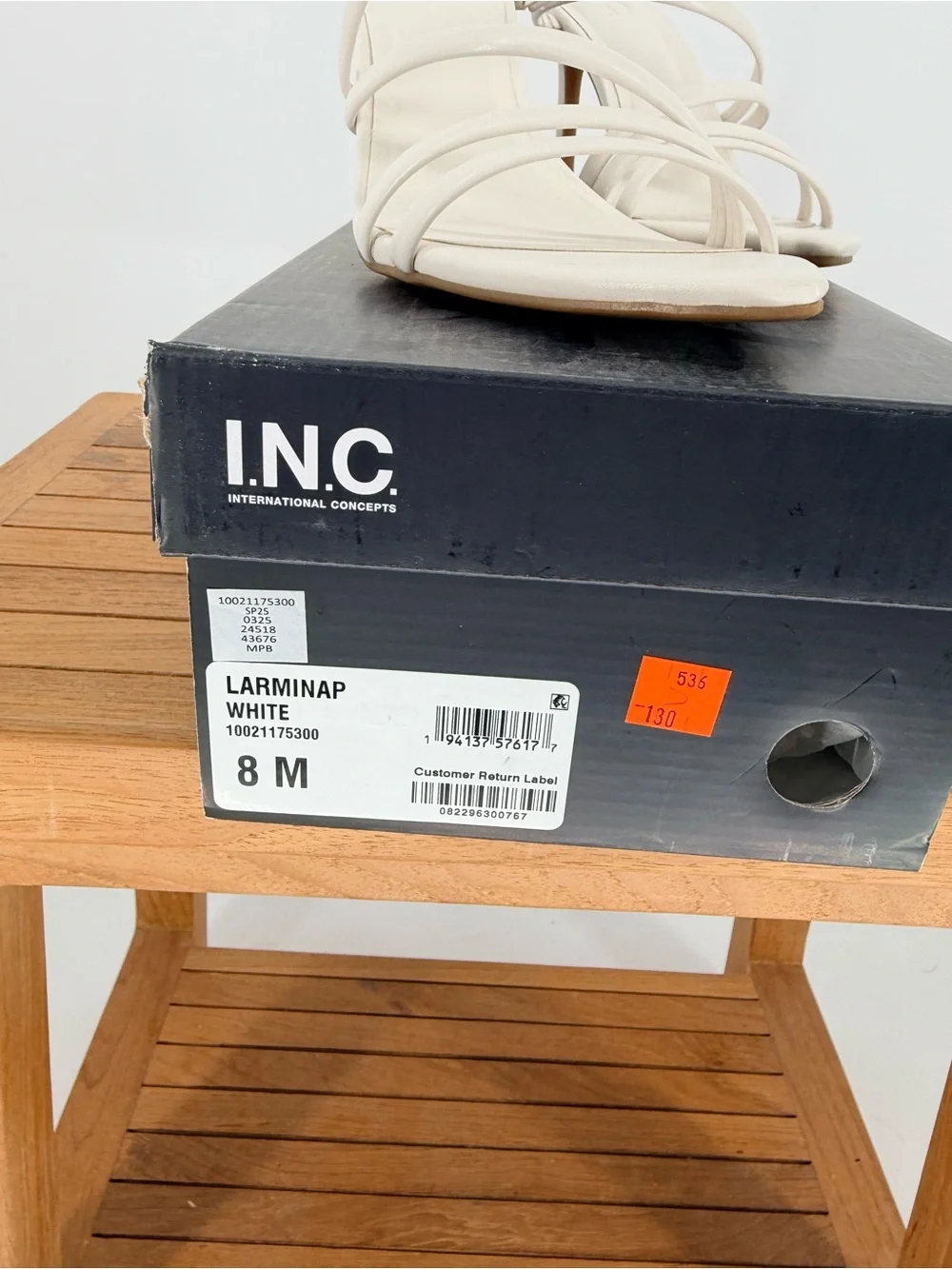 NEW INC LARMINAP  Strappy Stiletto Mule - White SIZE 8